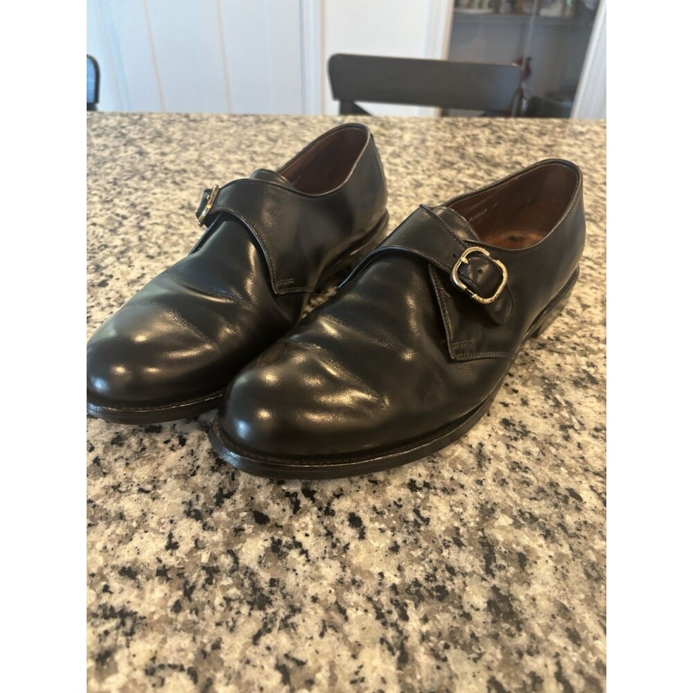 Allen Edmonds Standish Black Monk Strap Shoes 10D Buckle Vintage